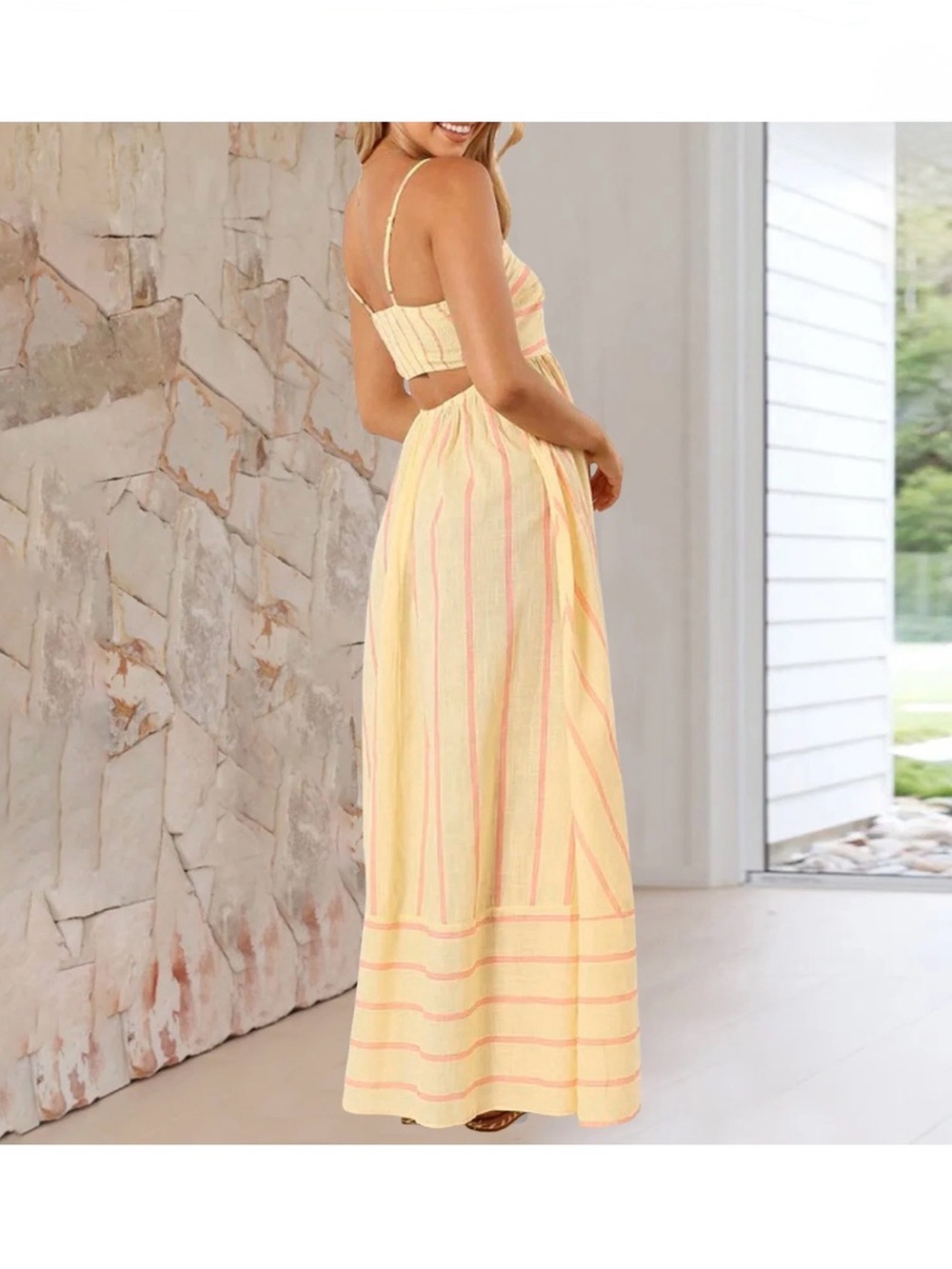 Sunrise Striped Maxi Dress - Yellow - Picture 2 of 7